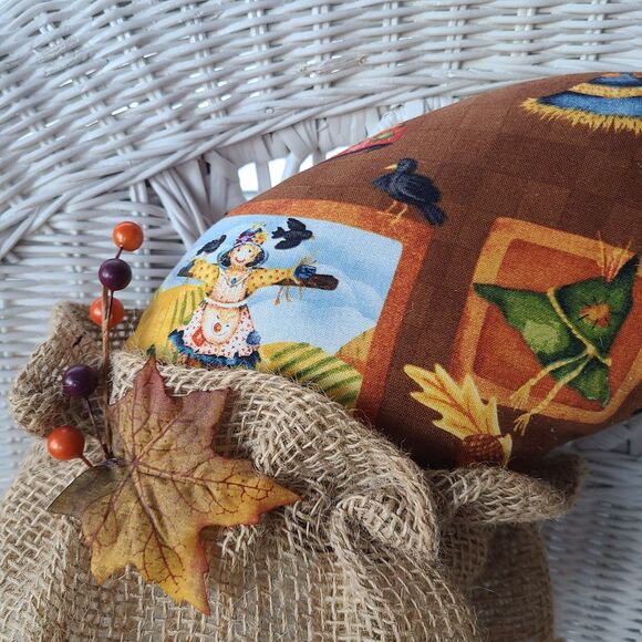 Handcrafted Autumn Moon Scarecrow Wreath Fall Halloween Design Decor Elements - Picture 4 of 10